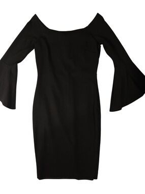 Lulu's Black Long Bell Sleeve Midi Dress